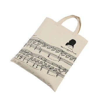

Music Score Cotton Handbag Musical Elements Note Tote Bag Instruments Accessories