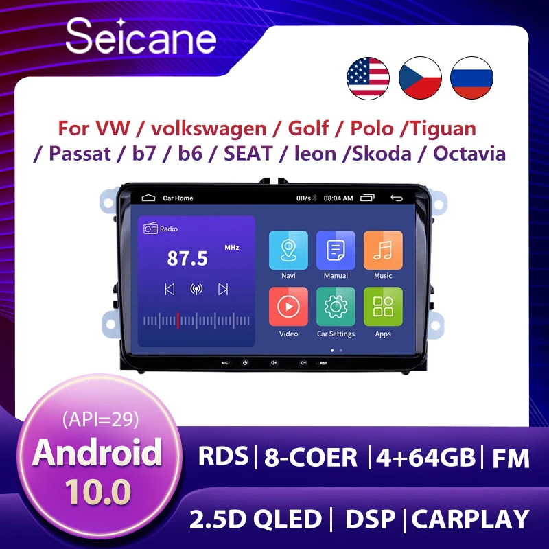 Seicane Android 10 Car Radio 2Din Multimedia player For VW/Volkswagen/Golf/Polo/Tiguan/Passat/b7/b6/SEAT/leon/Skoda/Octavia GPS |