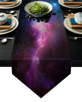 

Beautiful Starry Nebula Colorful Table Runner Table Flag Home Party Decorative Tablecloth Table Runners for Wedding