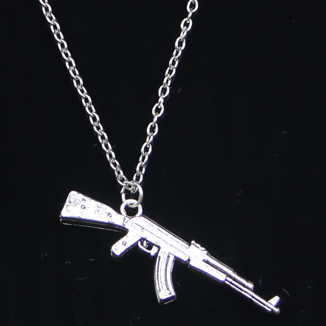 Новое модное ожерелье 44x15 мм, пулемет, Штурмовая винтовка, AK-47, серебряные подвески, короткие, длинные, для женщин, мужчин, ожерелье, подарок, ювелирное изделие, колье