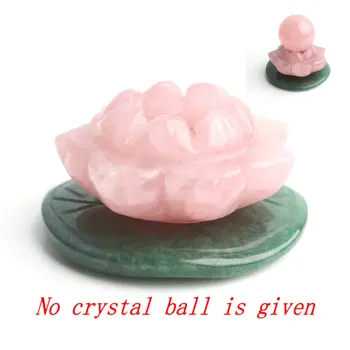 

1pc Cute Hand Carved Natural Rose Quartz Lotus Flower And Green Lotus Leaf Home Ornament Healing Reiki Healing Gift