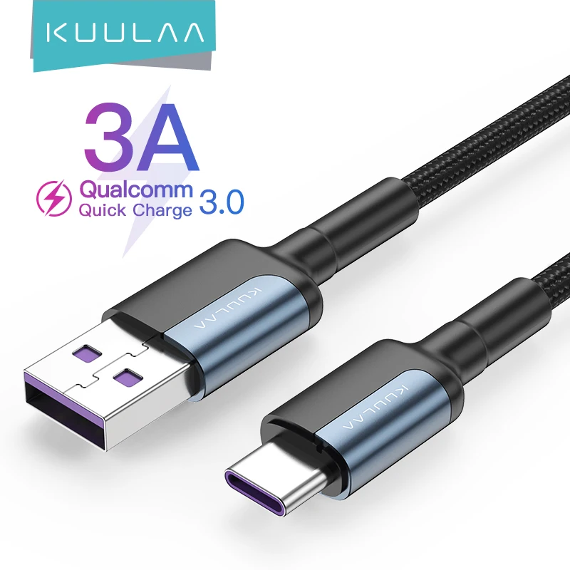Кабель KUULAA USB Type-C для Samsung S10 S9 3A быстрая зарядка кабель передачи данных Xiaomi Mi 10t Pro