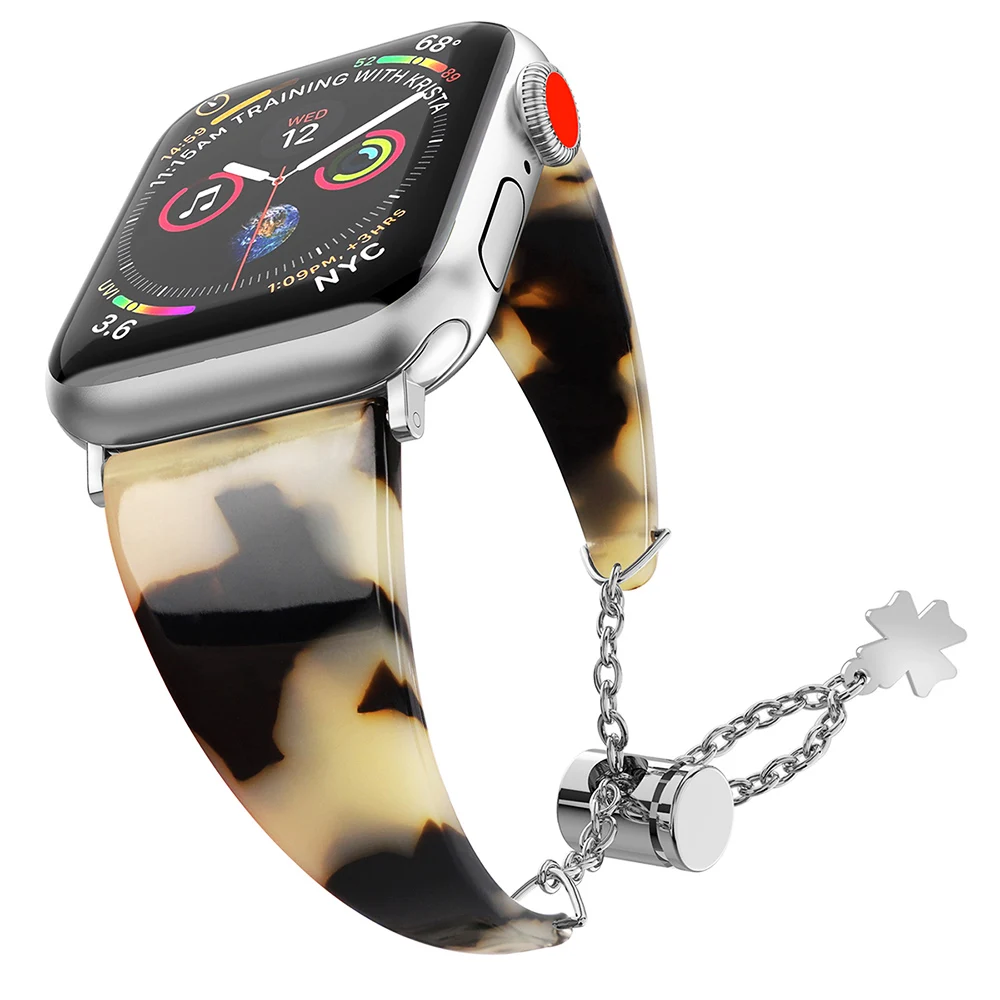 

New Design Women Resin Pendant Bracelet for Apple Watch Band Series 5 4 3 2 Chain Strap for iWatch 40/44mm 38/42mm Jewelry Belt