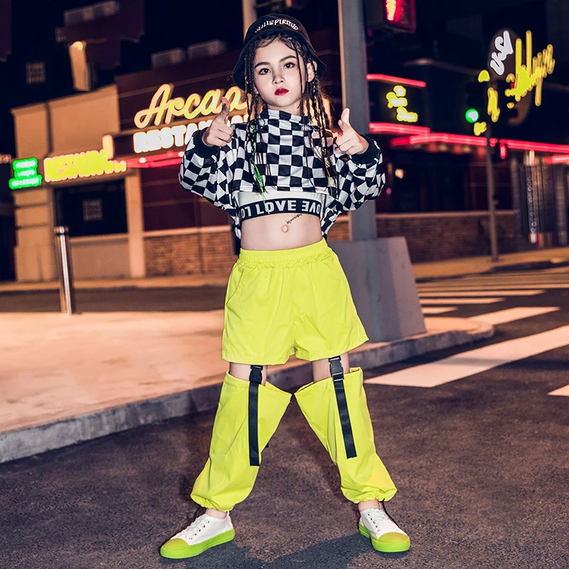 Kids Hip Hop Dancing Clothes For Girls Jazz Dance Costumes Long Sleeve Children Street Dance Clothing Stage outfits DQS2560