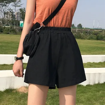 

Summer Women High Waist Casual Loose Wide Leg Shorts Seaside Beach Vacation Wind Solid Color Shorts