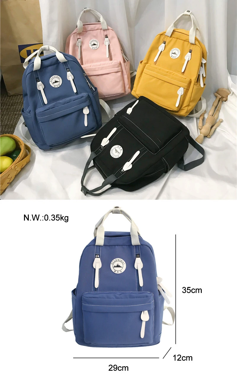 Водонепроницаемый нейлоновый женский рюкзак женский дизайнерское кольцо с пряжкой рюкзак для путешествий школьная сумка для девочек-подростков Вертикальная молния Mochila