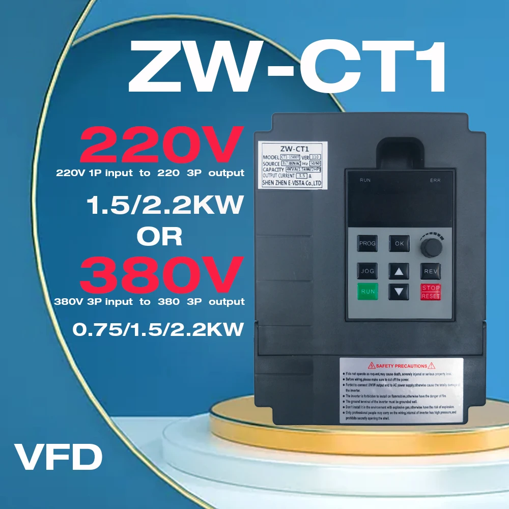 

Angisy VFD 1.5KW/2.2KW Frequency Inverter ZW-CT1 3P 220V or 380V Output Frequency Converter Variable Frequency Drive