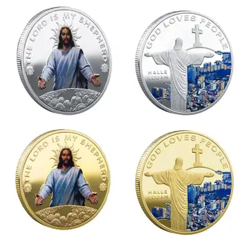 

Jesus Christ Religion Gold Silver Plated Commemorative Coin Collection Souvenir E15B