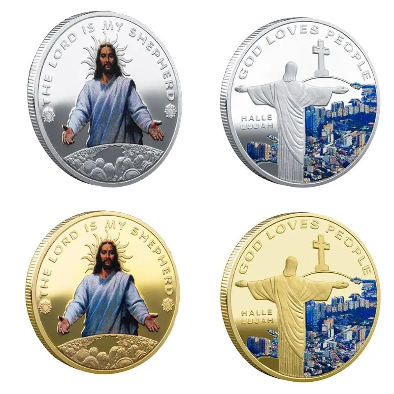 Памятная коллекция монет Jesus Christ Religion с золотым и серебряным покрытием сувенир