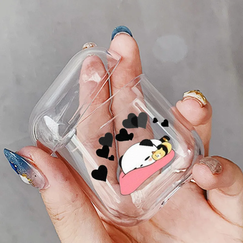 Прозрачный мягкий силиконовый чехол с рисунком панды для Airpods 1/2|Аксессуары