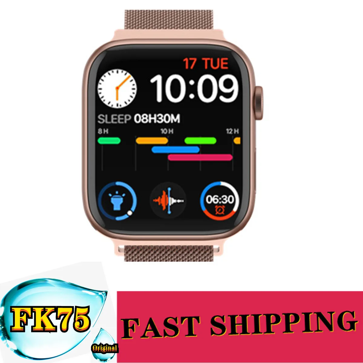 US $249.90 5pcs New IWO FK75 Smart Watch Series 6 175HD Infinite Screen Bluetooth Call Custom Background Heart Rate Monitor Smartwatch