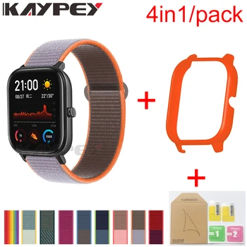 

4in1 for Xiaomi Huami Amazfit GTS Nylon weave Strap wristband Smartwatch Bracelet Amazfit GTS Case cover with Screen protector