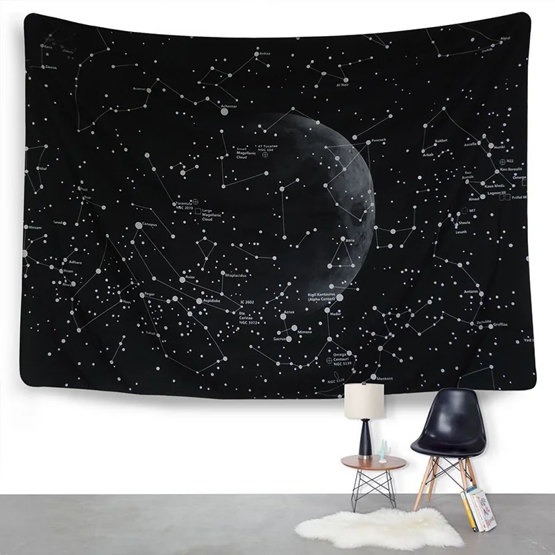 

Black Universe Galaxy Space Tapestry Moon Decoration Background For Sofa Polyester Fiber 2020 New Arrival Top Selling