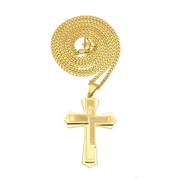 

Hip Hop Man Ice Out Cuban Pattern Cross Necklace Pendant