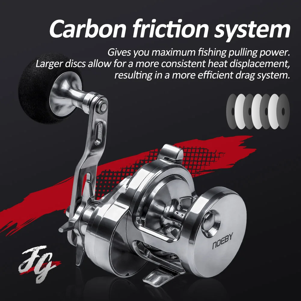 Noeby Slow Jigging Fishing Reel Aluminum Alloy Trolling Star Drag