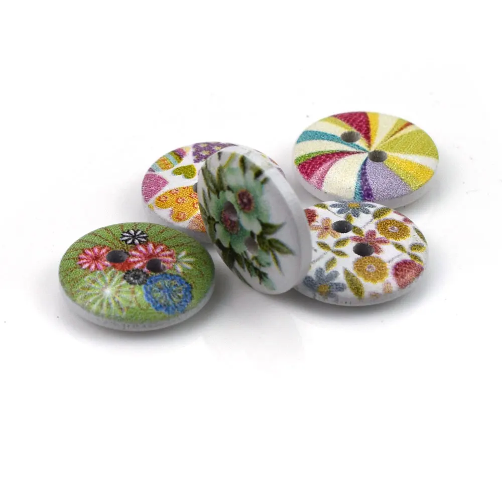 Круглая деревянная кнопка с цветочным узором аксессуары для шитья одежды сделай