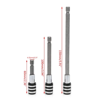 

3 Pcs 1/4'' Hex Quick Release Screwdriver Bit Holder Extension Bar 60-150mm WXTC