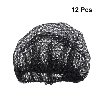 

12 Pcs Disposable Mesh Cap Black Hair Net Caps Elastic Free Size Head Covers for Cosmetics Kitchen Cooking Home Industries Hospi