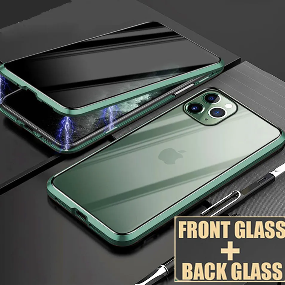 KISSCASE Магнитный стеклянный чехол для iPhone 11 XR XS Анти-шпион 360 Защитный Pro 6S 7 8 |