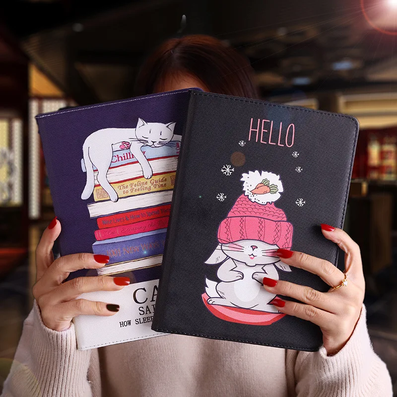 

Cartoon Cover Sleep Cat Rabbit Fundas for iPad Air 3 2019 Pro 11 10.5 Mini 1 2 3 4 5 Stand Leather Case Air 1 2 2017 2018 Para