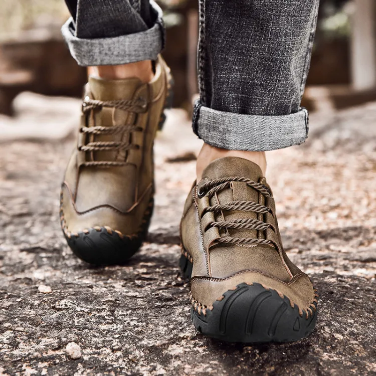 Ботинки мужская зимняя теплая обувь мужская кожаная обувь ковбойские водонепроницаемые ботинки до щиколотки мужские мотоциклетные повседневные ботинки г. Мужская обувь