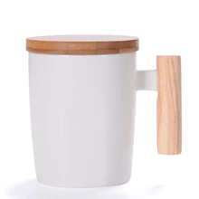 Новая японская стильная короткая кофейная кружка для путешествий, керамическая фарфоровая кружка для молока, кофейная чашка с деревянной ручкой с крышкой, керамические чайные чашки для воды, подарок-W