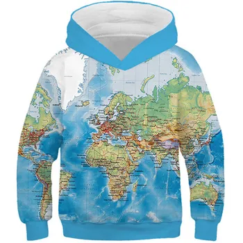 

2019 Autumn Boys Girls 3D Hoodies Children Harajuku Style World Map Hoodie Sweatshirts Kids Pullover Streetwear Tops 4-13 Years