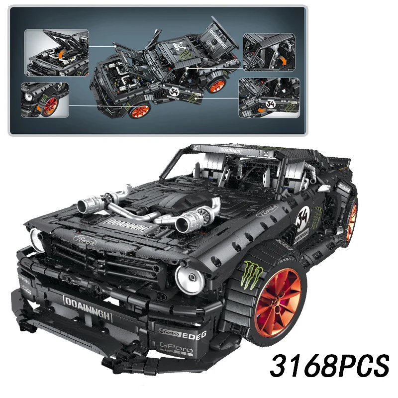 

RC Ford Mustang Hoonicorn RTR V2 Technic Super Racing Car Motor 20102 MOC 22970 Building Blocks Bricks LED light toys