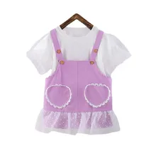T shirt et short en dentelle pour bébés filles, vêtements d'été à la mode, tenue décontractée pour nourrissons, survêtement en coton, 2 pièces/ensembles