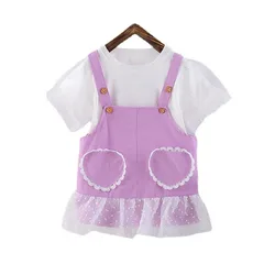 Novo verão crianças fashin roupas do bebê meninas rendas t camisa shorts 2 pçs/sets infantil roupas casuais da criança de algodão agasalho