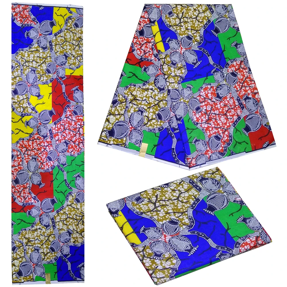 Хлопок африканская печать ткань высокого качества настоящий воск гранатовый узор Печать Красочная ткань