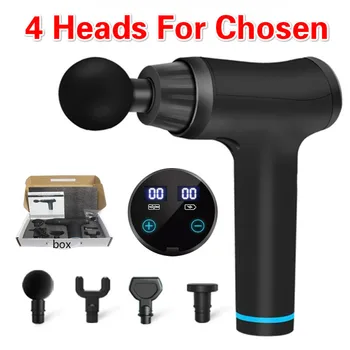 

4 Heads New Massage Gun Percussion Pain Management Massager Muscle Vibration Relaxing Therapy Deep Tissue Body Relaxation 2020