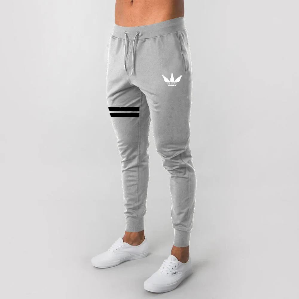 

2020 New Three Wine Bottle Print Color Matching Spring Striped Tights Streetwear Gym Running Men's Jogger Trousers