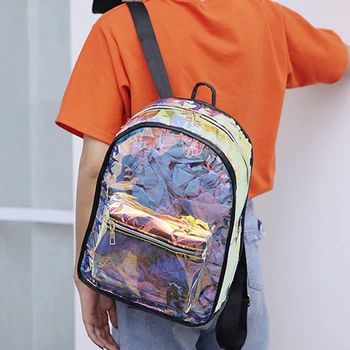 

Women School Backpack Clear Bowknot Transparent Jelly Shoulder Bag Bookbag Backpacks