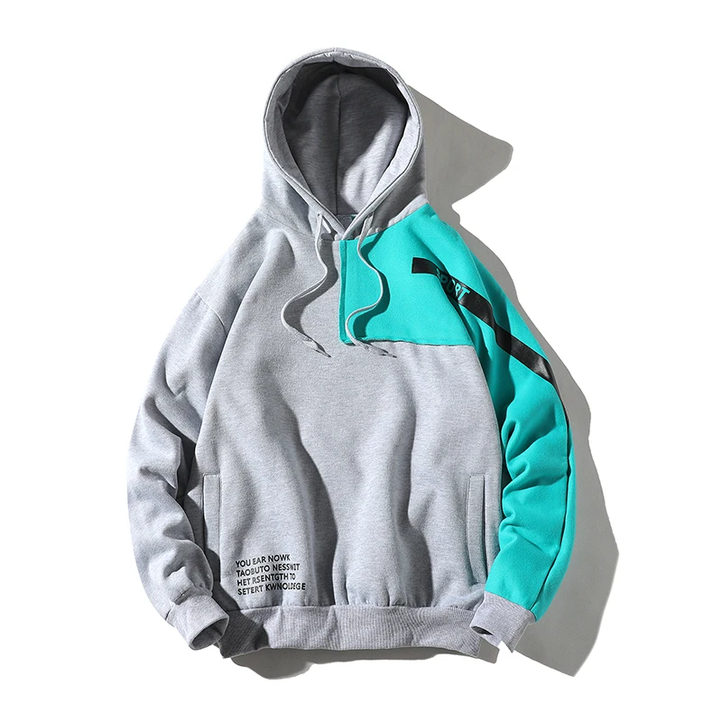 

Autumn %100 Cotton Patchwork Hoodies Fashion Streetwear Good Quality Loose Sweatshirts Men