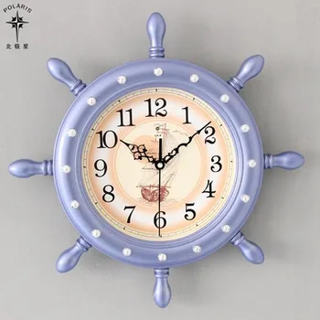 

Mediterranean personality creative wall clock Polestar silent fashion living room boat rudder household modern electronic quartz
