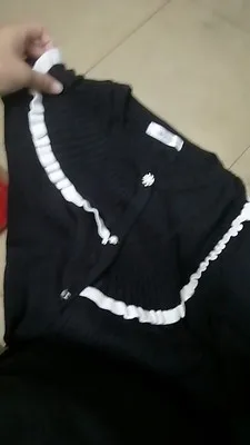 Вязаный женский свитер размера плюс 5XL, черный, белый, контрастный, с оборками, длинный рукав, кардиган, рубашка, куртка, повседневные топы f2606