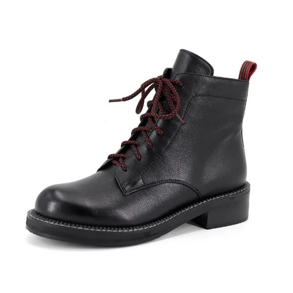 Black Cow leather SOPHITINA/удобные ботинки с круглым носком; модная обувь на квадратном каблуке со шнуровкой; дизайн; Женские однотонные ботильоны; SC419 - Цвет: Black Cow leather