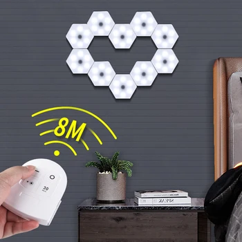 

LED Lamp Plug Modular Touch Sensitive Lighting Hexagonal Night Light Lamps Plug Magnetic Decoration Wall Lamp