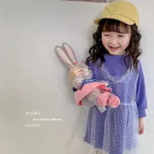 Платье в стиле пэчворк в Корейском стиле для девочек весенние хлопковые Модные платья с вуалью для девочек 3-8 лет, PP959