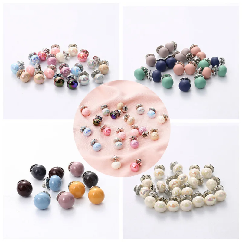 

Hot Sale 10Pc Imitation Pearl Circle Brooch Pins PU Button Women Zircon Fashion Brooches for Women All-match Jewelry Accessories