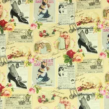 Полуярд импорт простая хлопковая ткань с мультяшным человеком кошка печать ручной работы DIY одежды платье Ткань хлопок CR-59