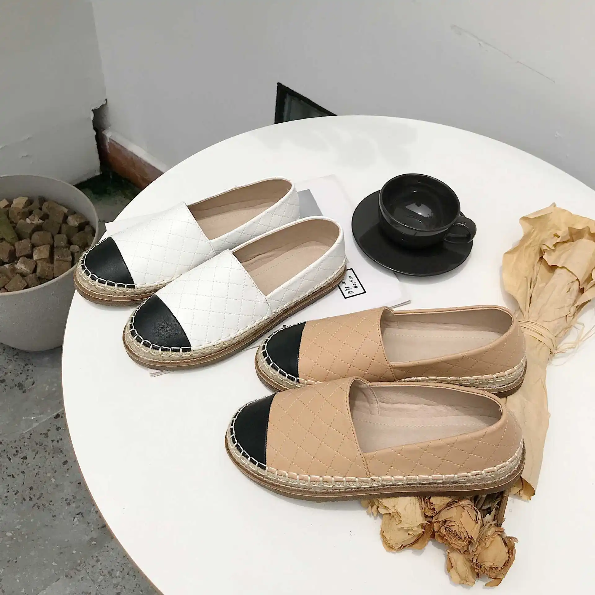 

Casual Woman Platform Shoes Flax Round Toe Dress Flats Women Shallow Mouth Slip-on Creepers Solid Women's Linen 2019 Female
