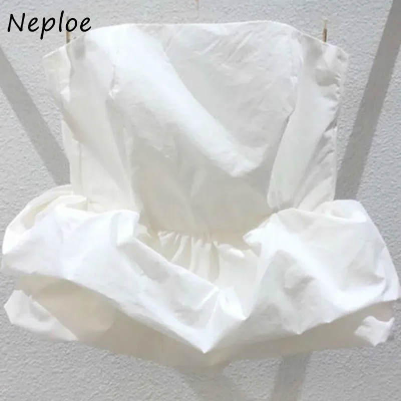 Женская блузка с вырезом лодочкой Neploe однотонная открытыми плечами приталенная