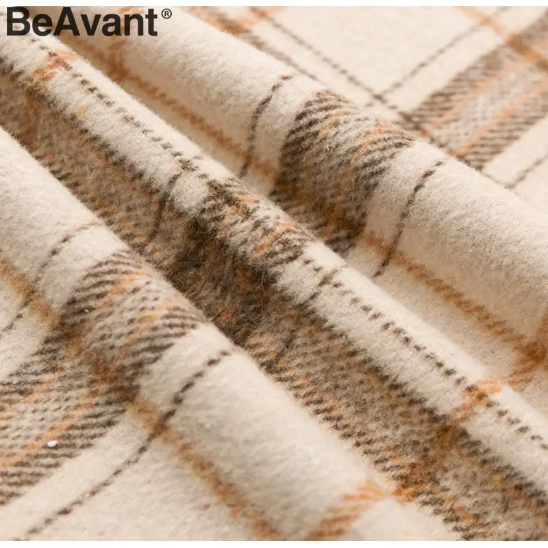 BeAvant, винтажное клетчатое твидовое пальто, для женщин, осень, зима, теплое, для девушек, пальто, смешанные, на каждый день, пуговицы, карманы, Женское пальто