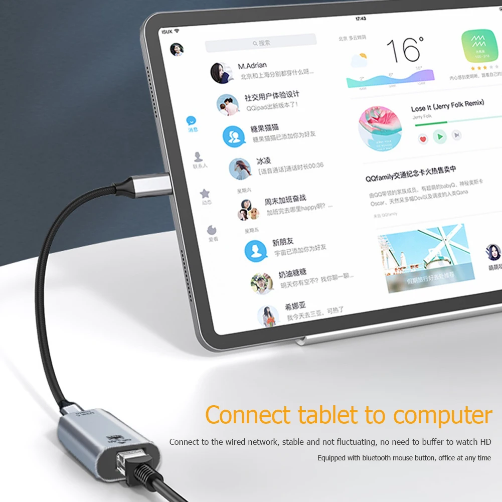 USB-C to Ethernet Adapter - Gigabit Wired LAN Network Card for PC, Laptop, Smartphone Description Image.