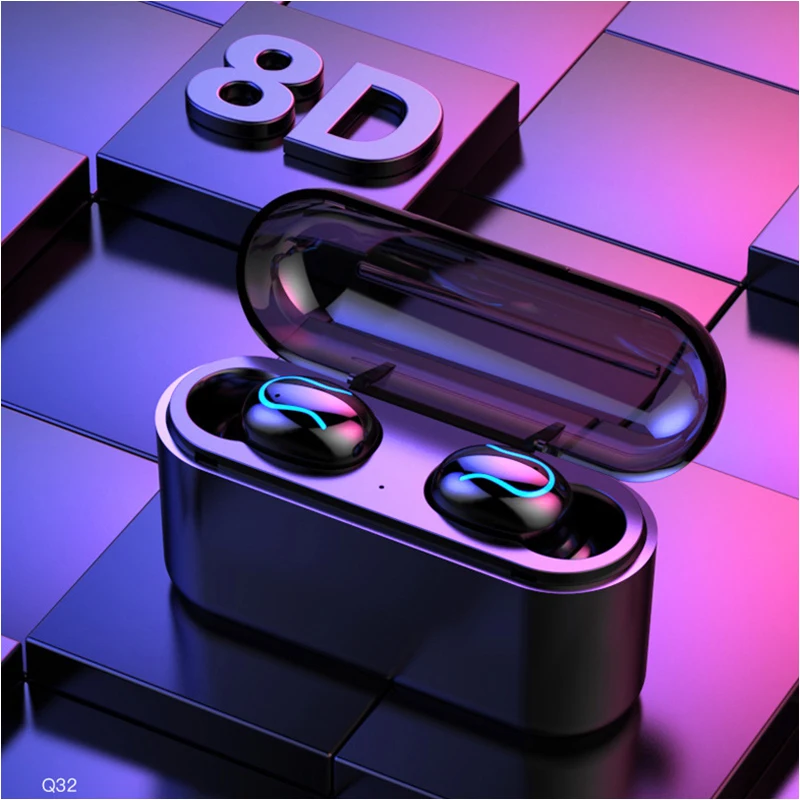 

Bluetooth 5.0 headset 3500mah charging box wireless headset 8D stereo port anti ear sports headset, with microphone for mobile p