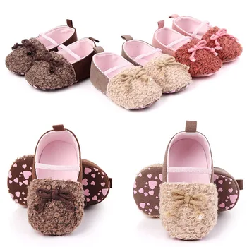 

Baby Girl Shoes Soft Bottom Fashion bow Baby Newborn Babies Shoes 3-colors Fleece Prewalkers Boots