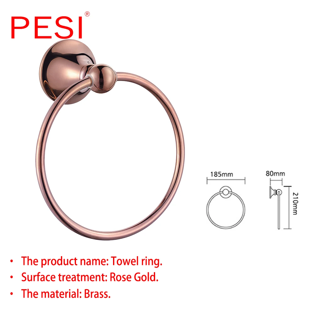 Bathroom Accessories Hardware Set Robe Coat Hook Towel Ring Rail Rack Bar Shelf Paper Holder Toothbrush Holder,Rose Gold