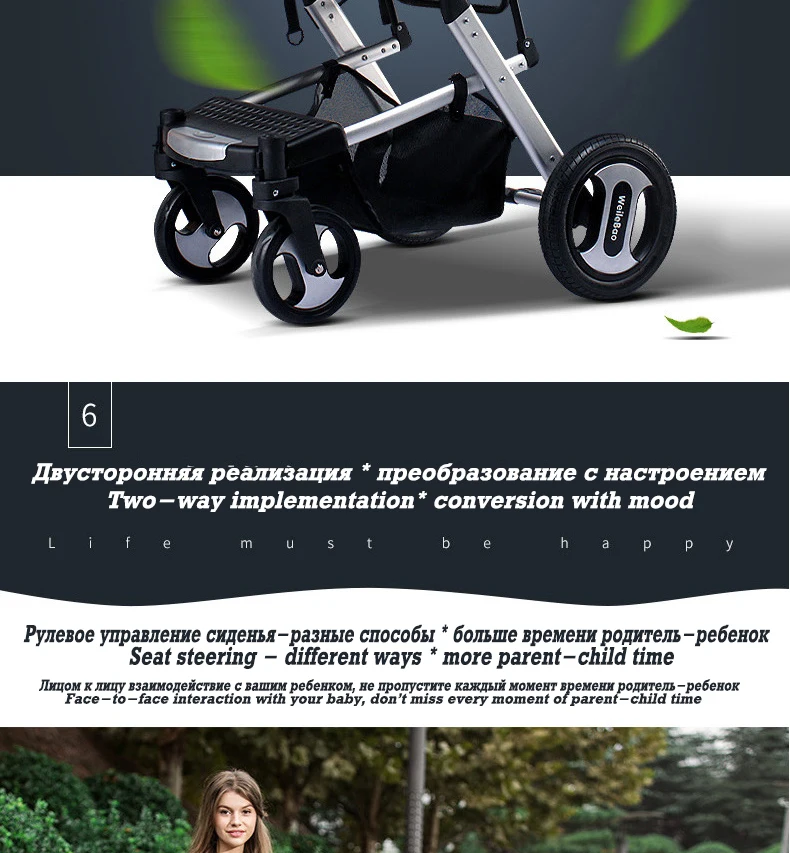 Детские коляски, 3-в-1 с откидным верхом люлька полулежа коляска, складная коляска с 5-ти точечные ремни безопасности, Алюминий Структура